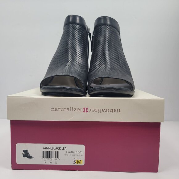 Naturalizer Yanni Women's Black Leather Open-Toe Heeled Sandals US Size 5M - Picture 2 of 10